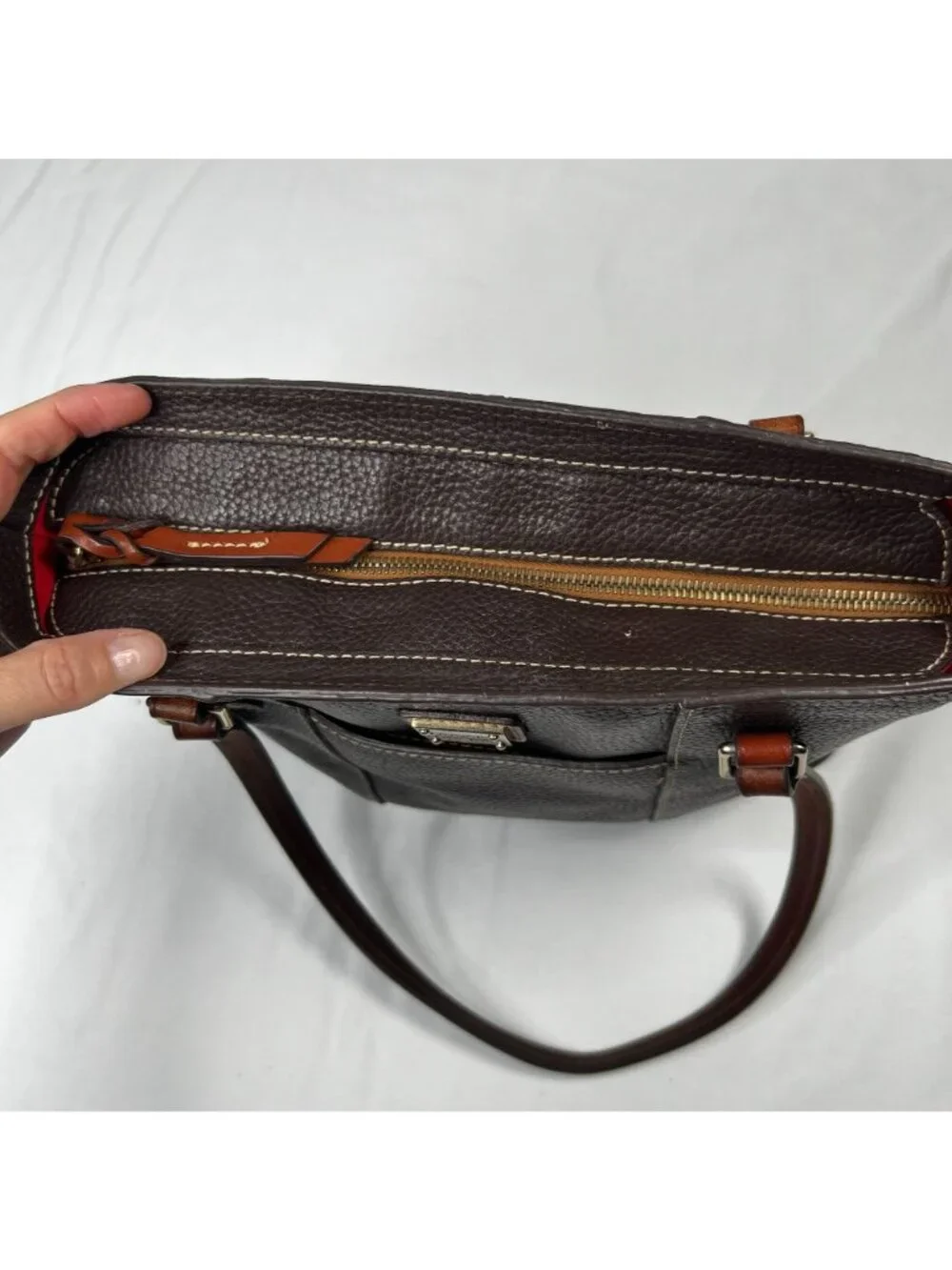 Dooney and Bourke Pebble Grain Small Lexington Shoulder Shopper Bag Dark Brown